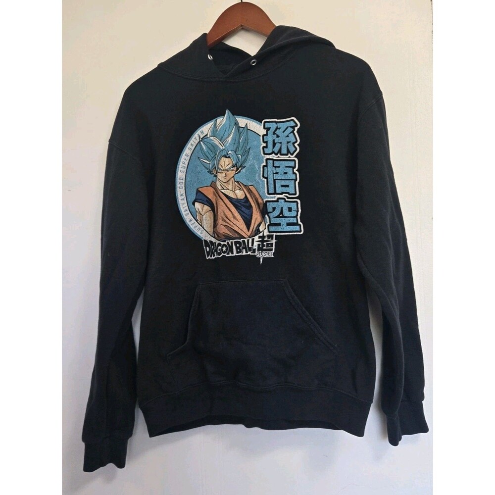 DragonBall Z Hoodie Mens M Black Super Saiyan God Goku DBZ Super Pullover Pocket